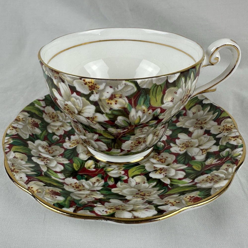 Vintage‎ Royal Standard Bone China Peach Tree Tea Cup & Saucer